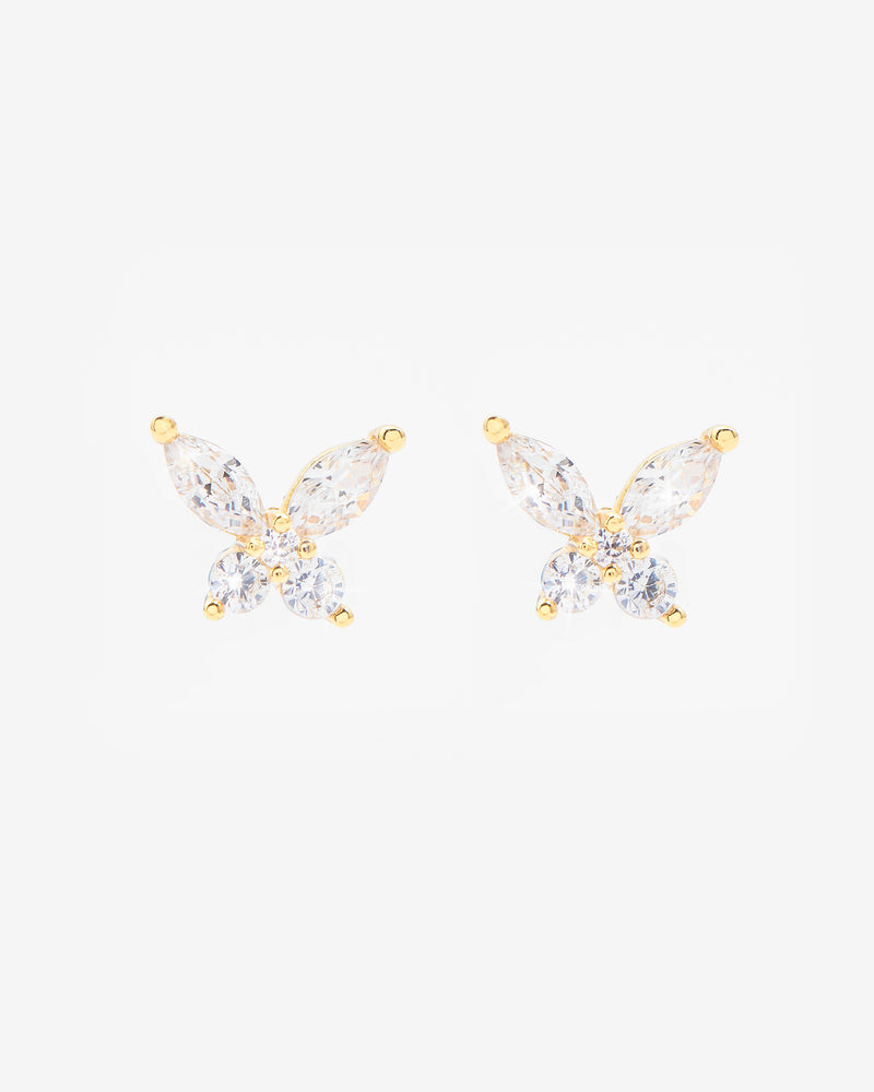Iced Butterfly Earrings - Gold
