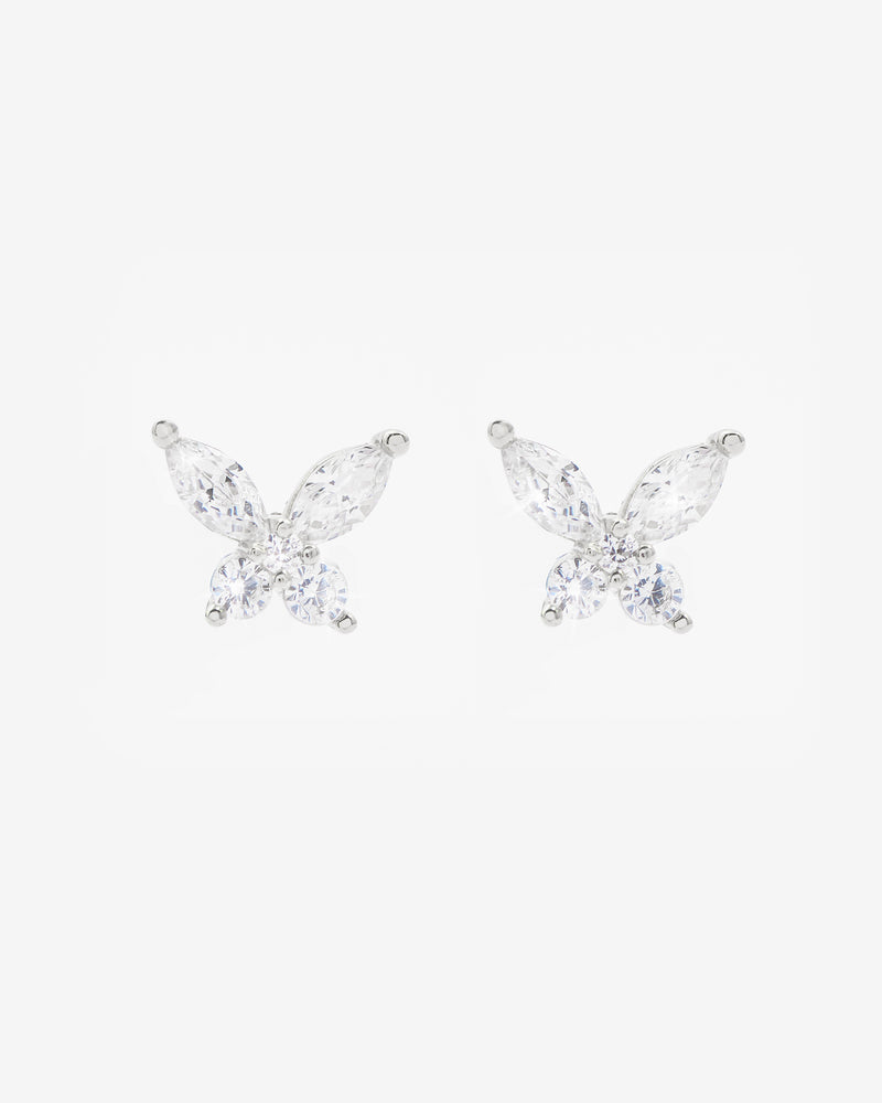 Diamond Butterfly Earrings - White Gold