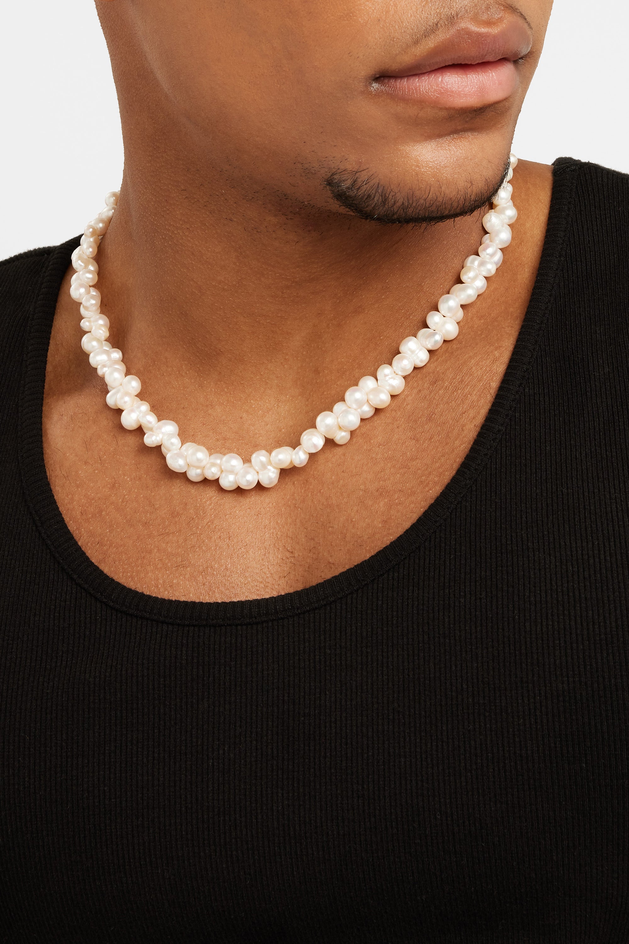 Doppelte Cluster-Perlenkette - Gold