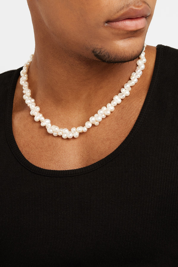 Doppelte Cluster-Perlenkette - Gold