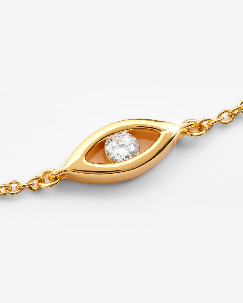 Diamond Mini Evil Eye Bracelet - Gold