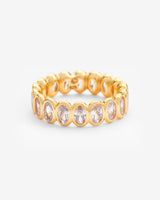 Iced Oval Infinity Ring - Gold