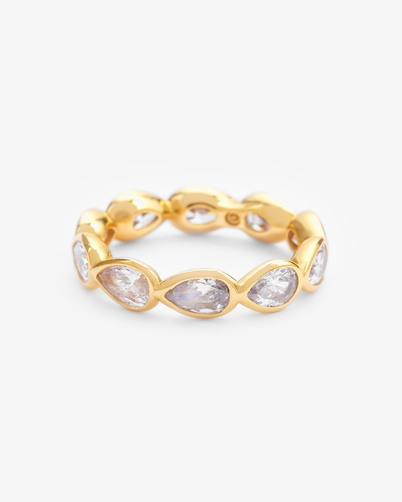 Iced Pear Infinity Ring - Gold