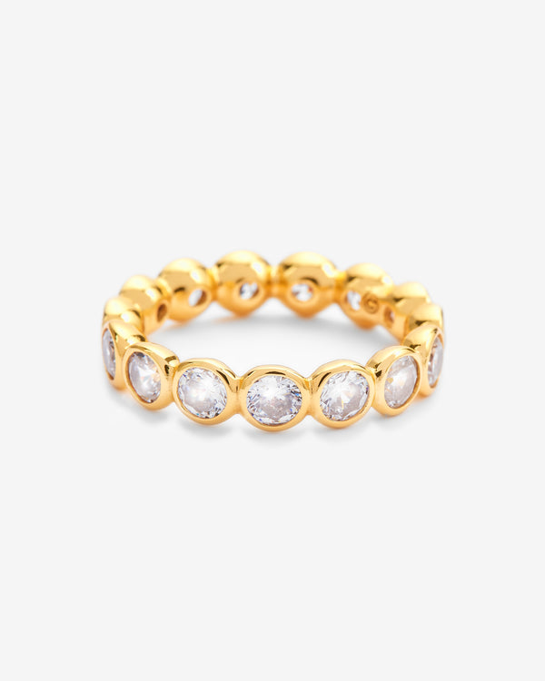 Iced Round Infinity Ring - Gold