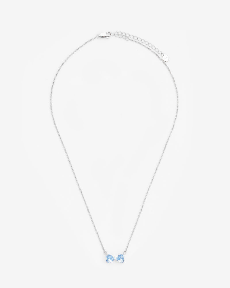 Diamond Ribbon Necklace Blue - White Gold