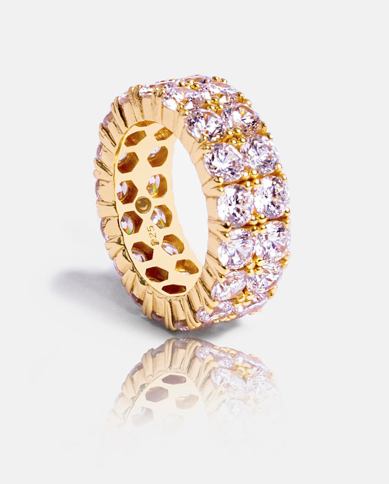 Double Row Iced Ring - Gold