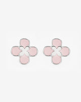 Floral Motif Stud Earrings & Pink