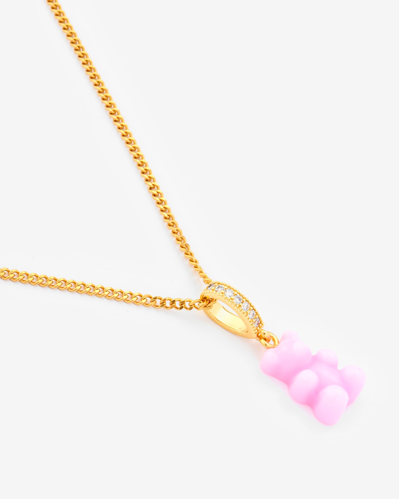 Halskette mit rosa Gummibärchen-Anhänger – Gold