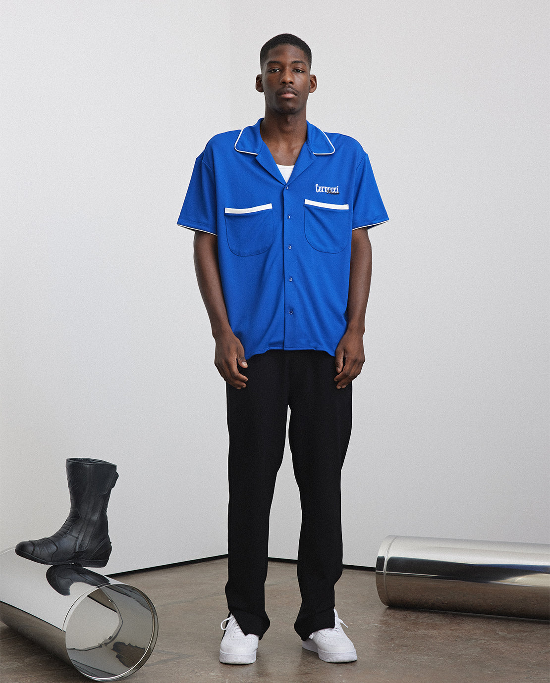 Bowlinghemd mit Paspelierung - Blau