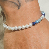 6mm Pearl Bracelet - Half Blue Multi