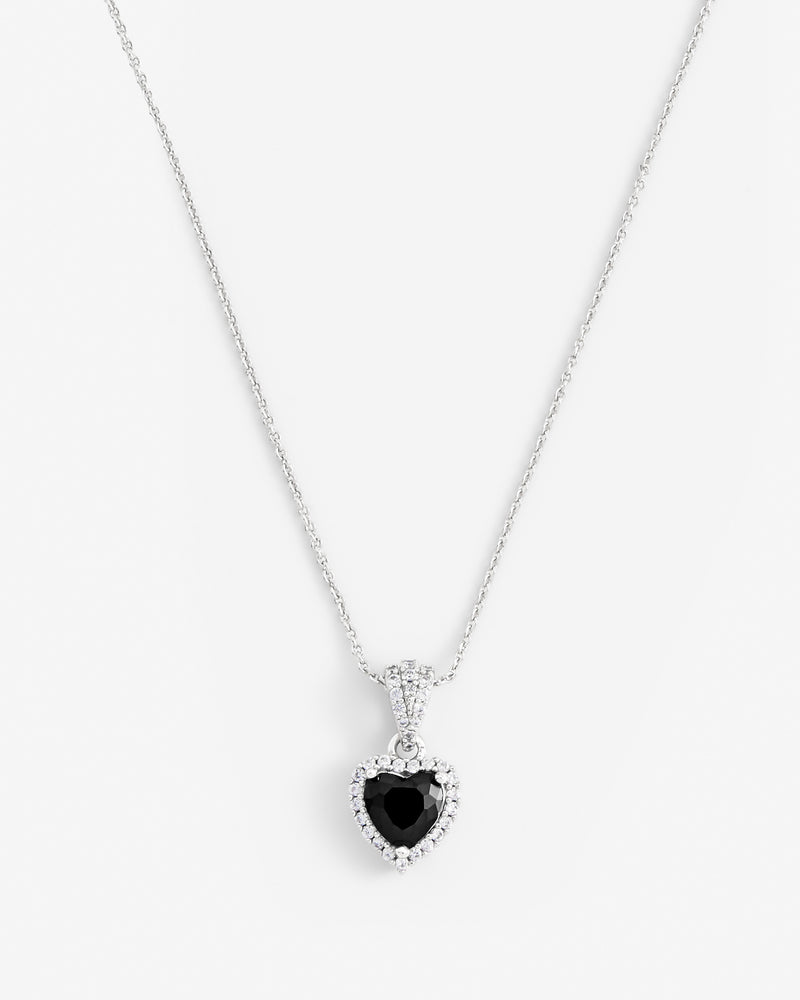 Heart Shape Black Stone Bezel Necklace
