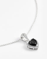 Heart Shape Black Stone Bezel Necklace