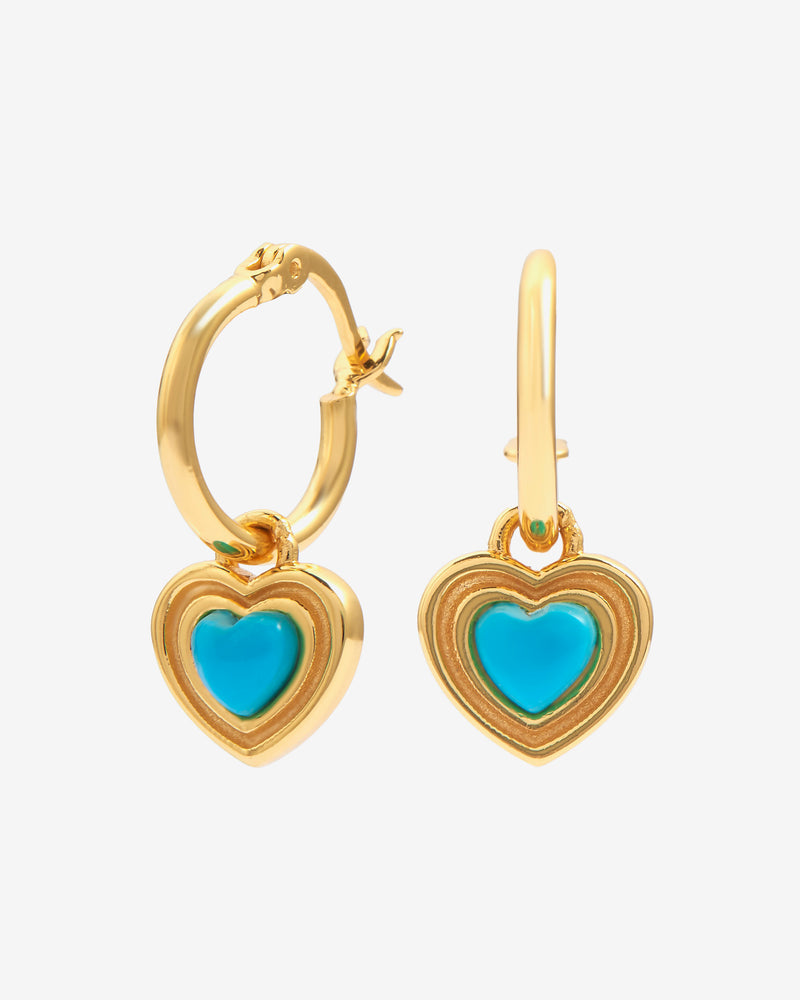 Heart Enamel Hoop Earrings - Gold