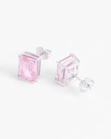 Hot Pink Baguette Stud Earrings