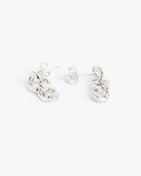Curb Chain Drop Earrings - White Gold