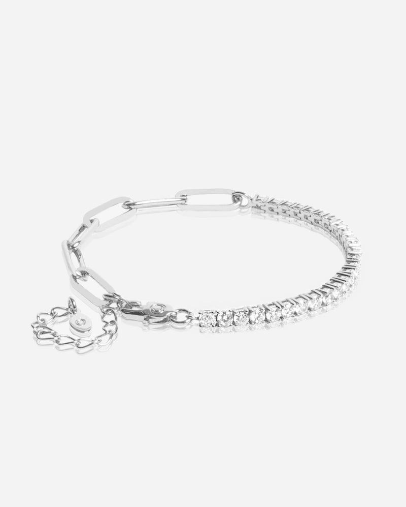 14k White Gold .50ct Diamond Paperclip Chain Half Tennis Bracelet -  American Jewelry