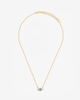 Iced Blue Opal Mini Evil Eye Necklace - Gold