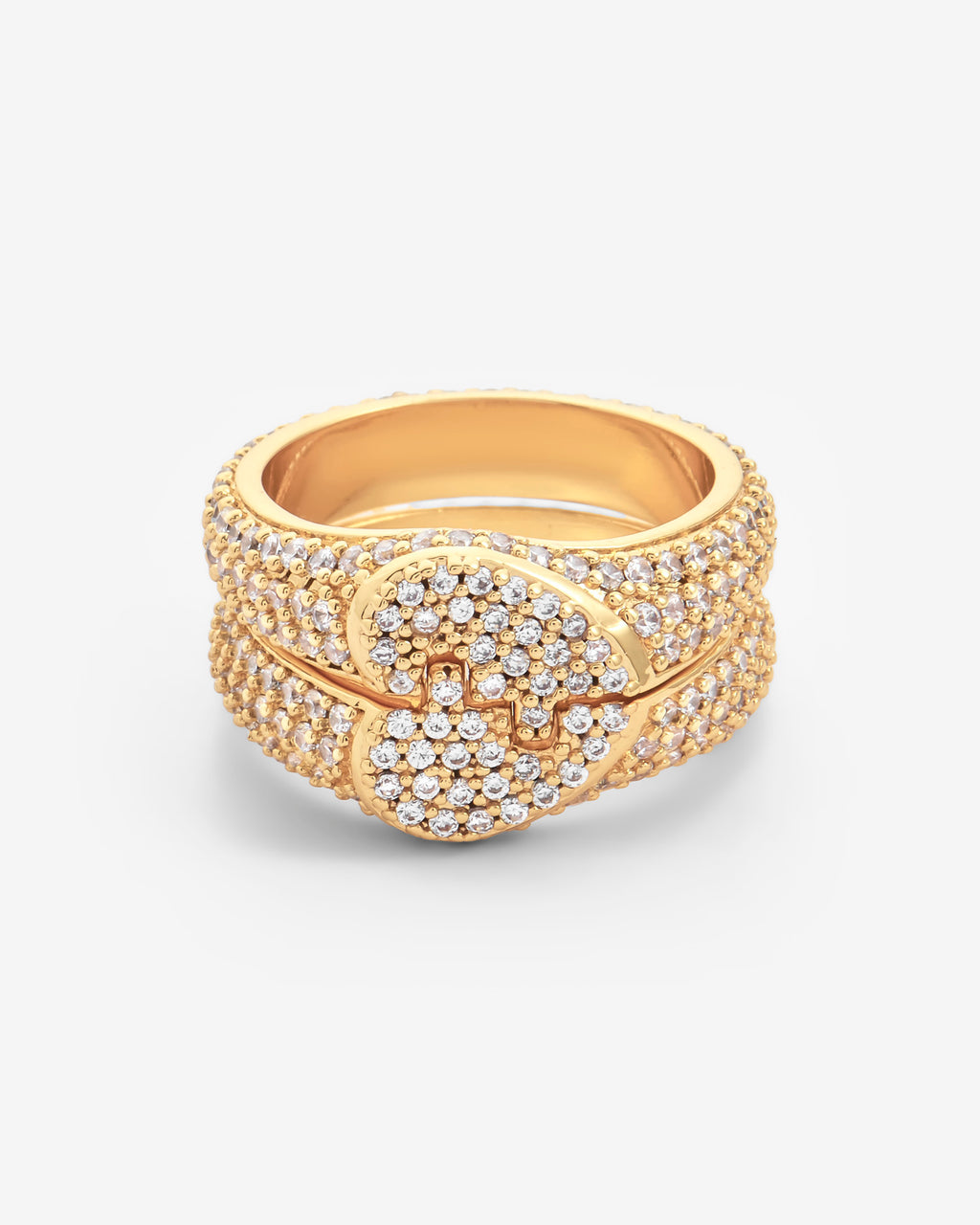 Iced Connecting Heart Ring