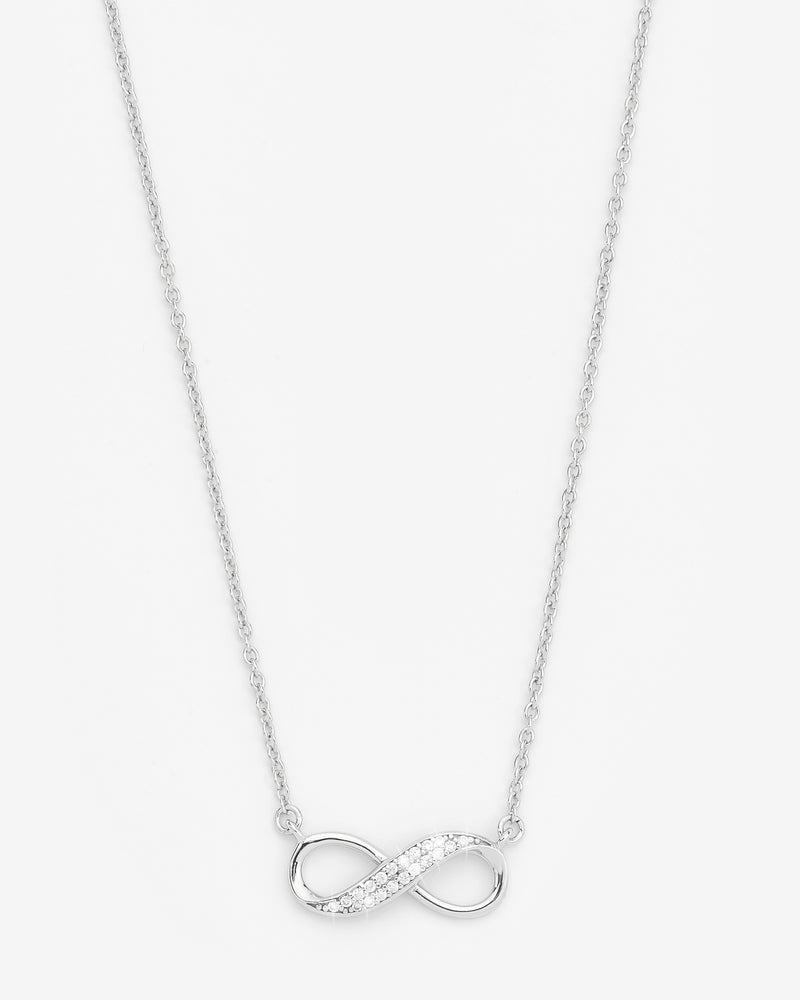 Iced Infinity Necklace - White Gold