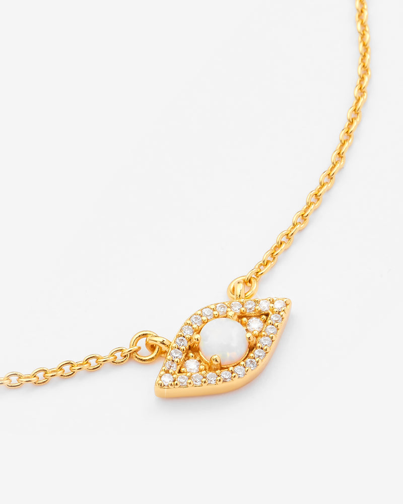 Iced Opal Mini Evil Eye Necklace - Gold