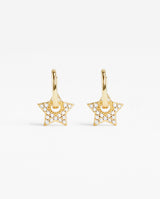 Iced Star Charm Huggie Earrings - Gold