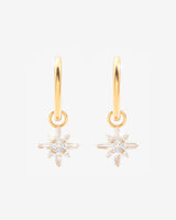 Iced Snowflake Earrings - Gold
