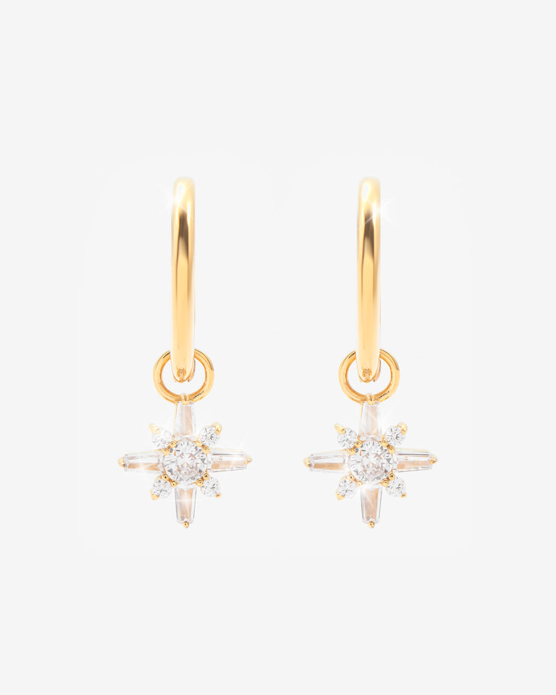 Iced Snowflake Earrings - Gold