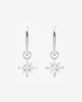 Iced Snowflake Earrings - White Gold