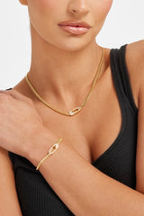 Iced Safety Pin Necklace + Bracelet Bundle - Gold