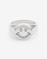 Iced Smile Face Signet Ring