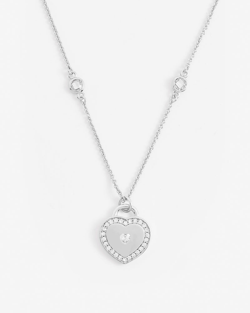 Iced Stone Heart Bezel Necklace