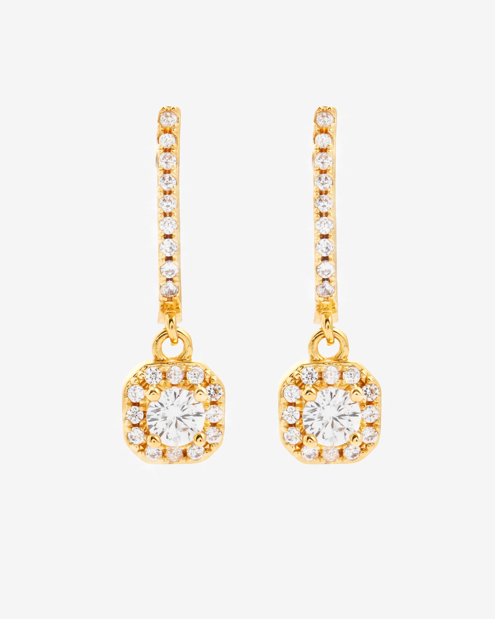 Iced Stone Huggie Earrings - Gold