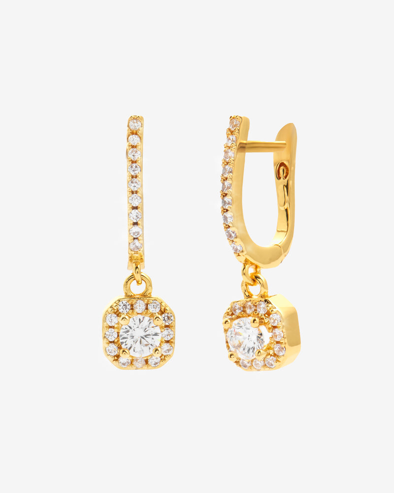 Iced Stone Huggie Earrings - Gold