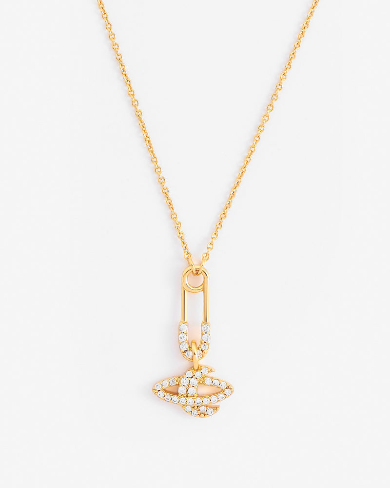 Iced Solar Planet Necklace - Gold