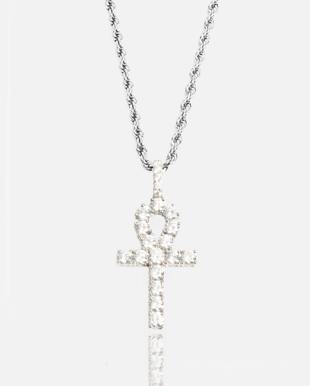 Iced Ankh Pendant - White Gold - Cernucci