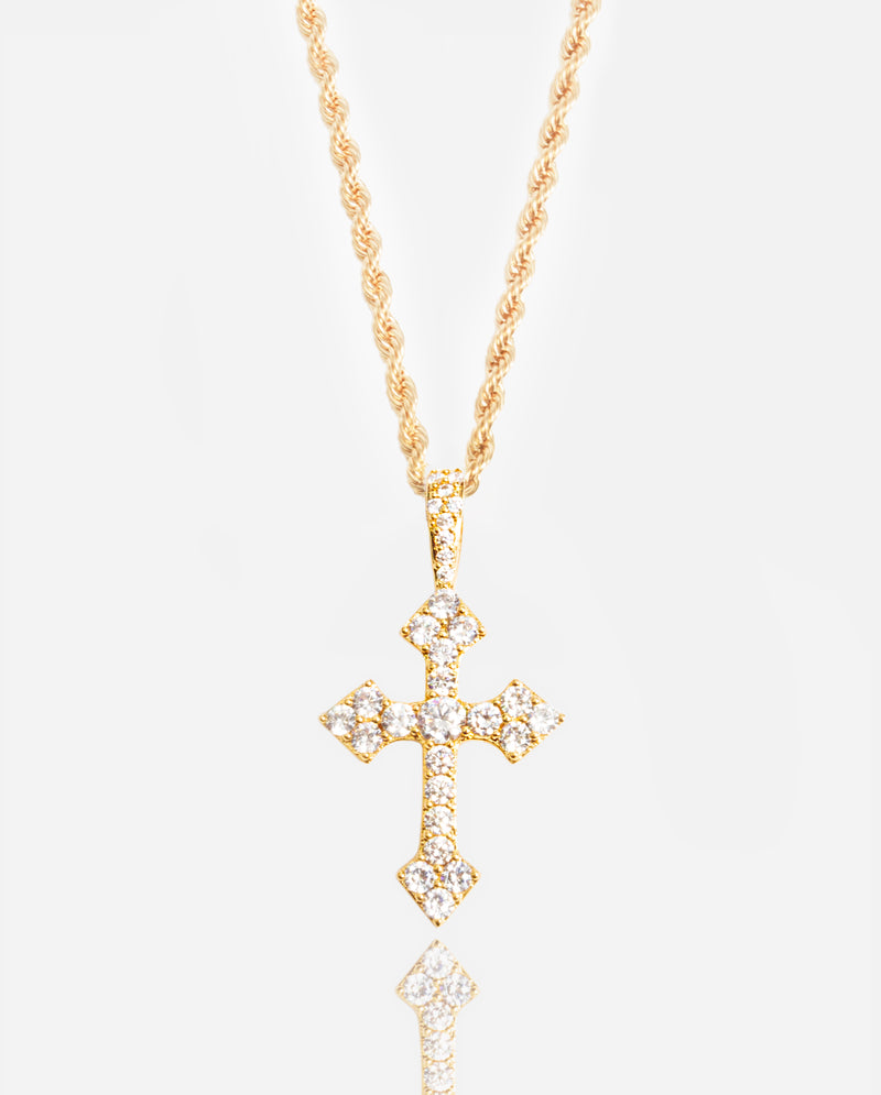 Iced Celtic Cross Pendant - Gold