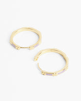 Lilac Enamel Hoop Earrings - Gold