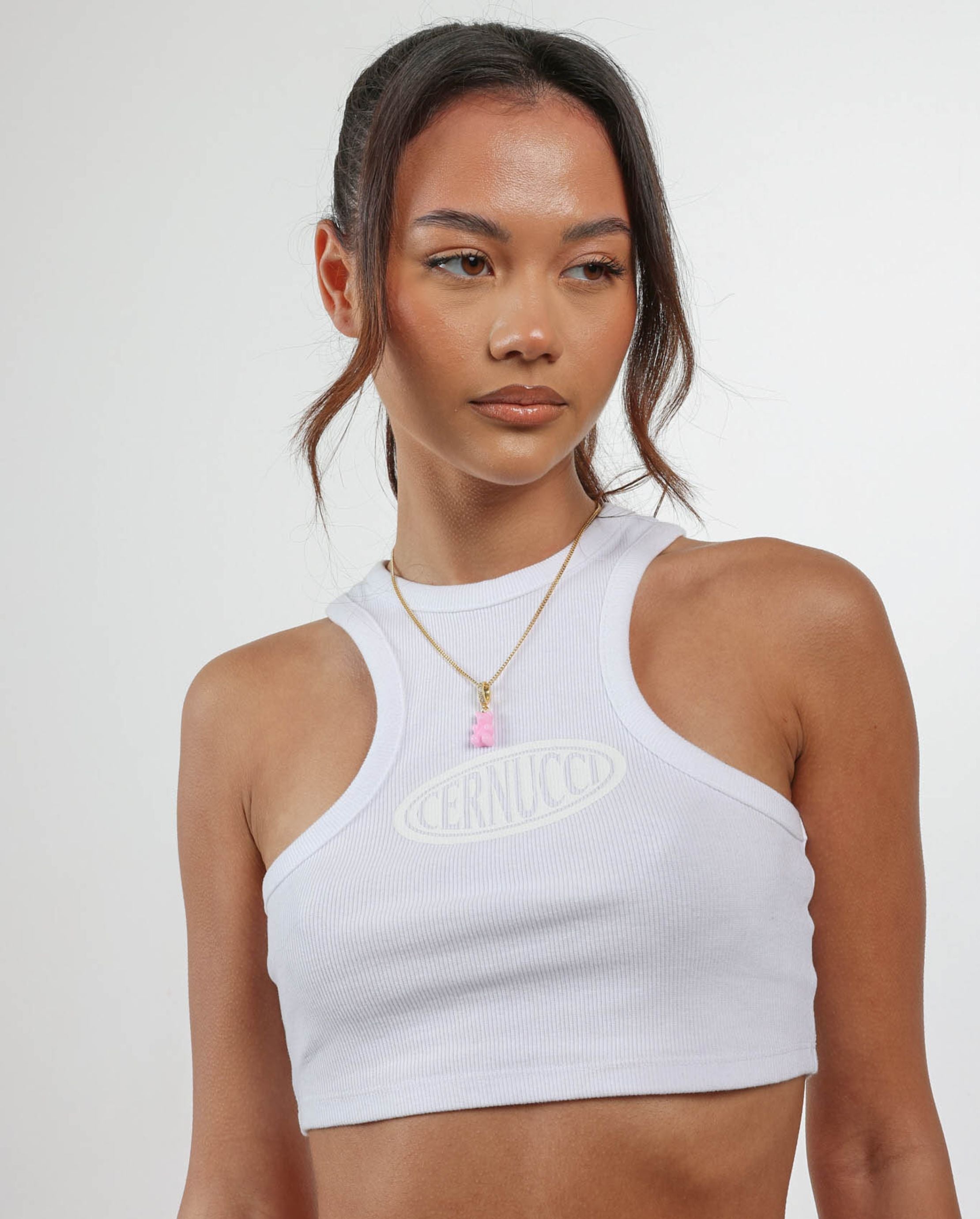 Halskette mit rosa Gummibärchen-Anhänger – Gold