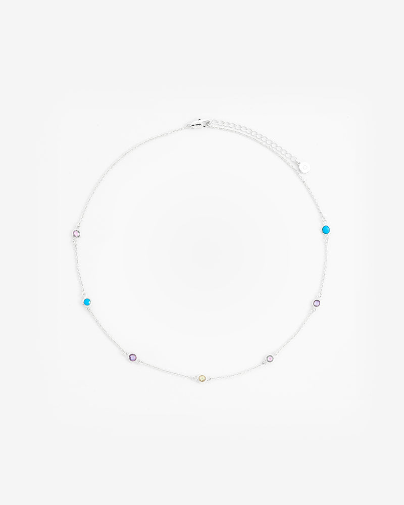 Multicolour Bezel Stone Necklace