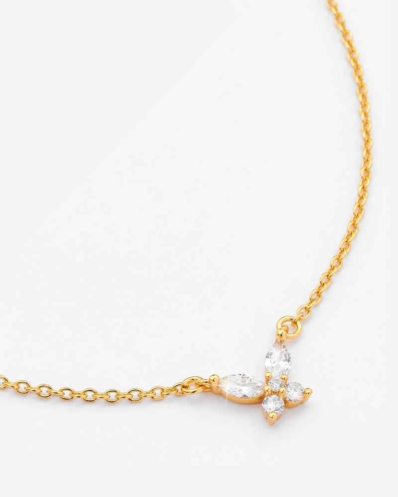 Mini Iced Butterfly Necklace - Gold