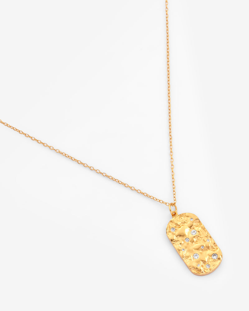 Molten Dog Tag Necklace - Gold