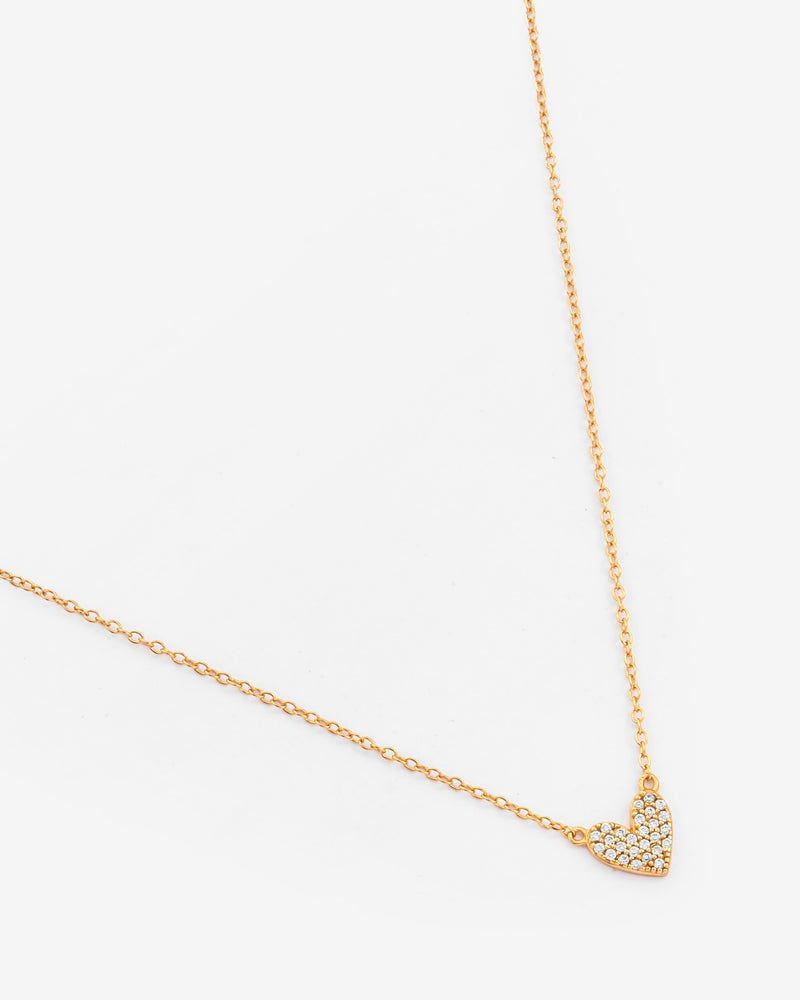 Pave Heart Necklace - Gold