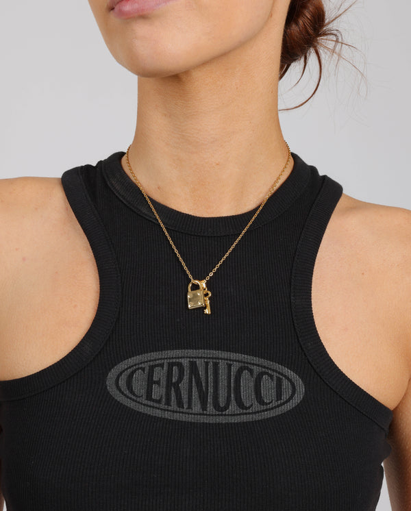 Schloss und Schlüssel Halskette - Gold