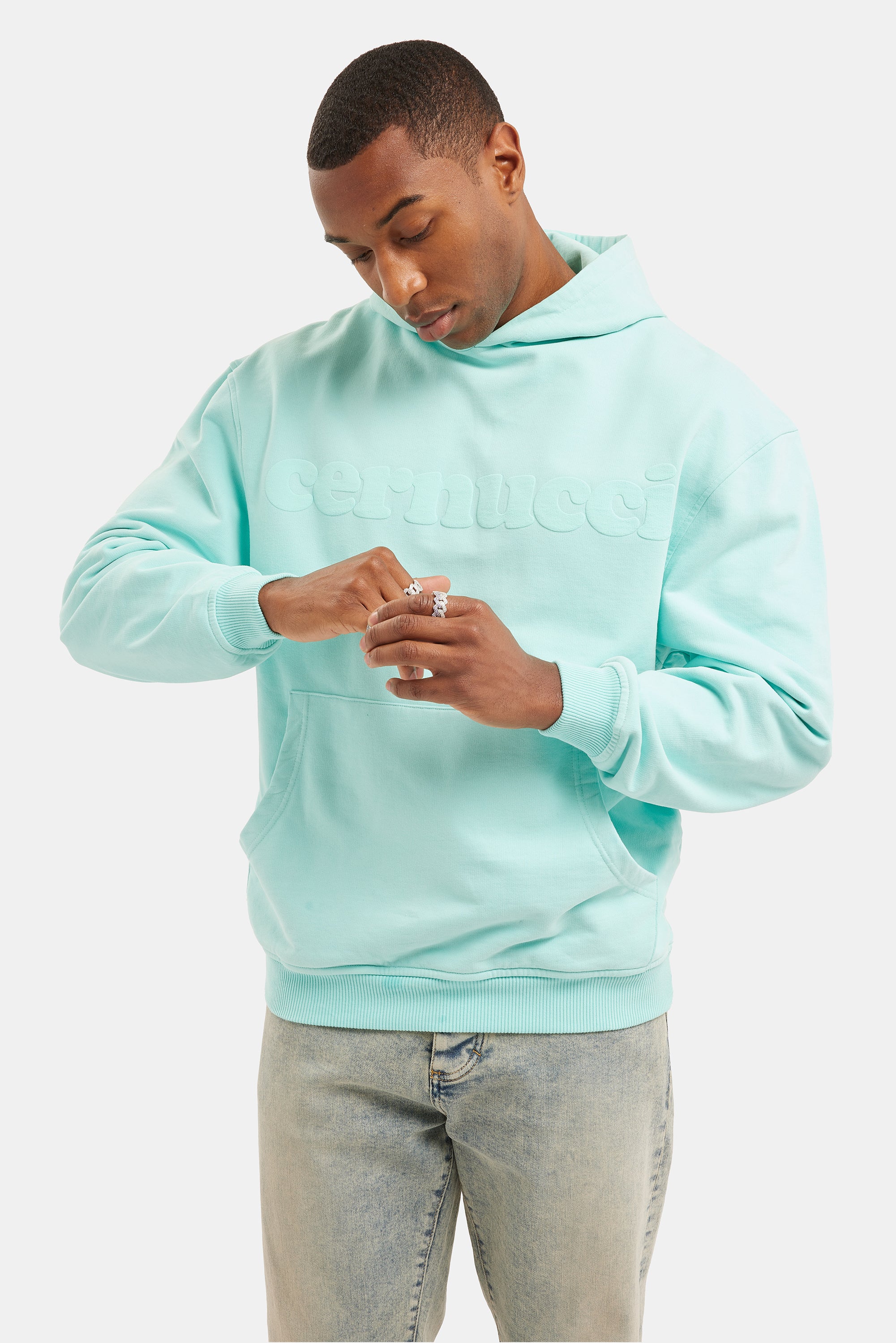 Cernucci Kapuzenpullover mit Puff-Print - Aqua
