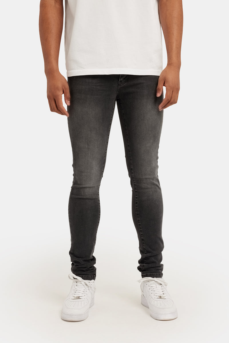Skinny Fit Jeans - Washed Black