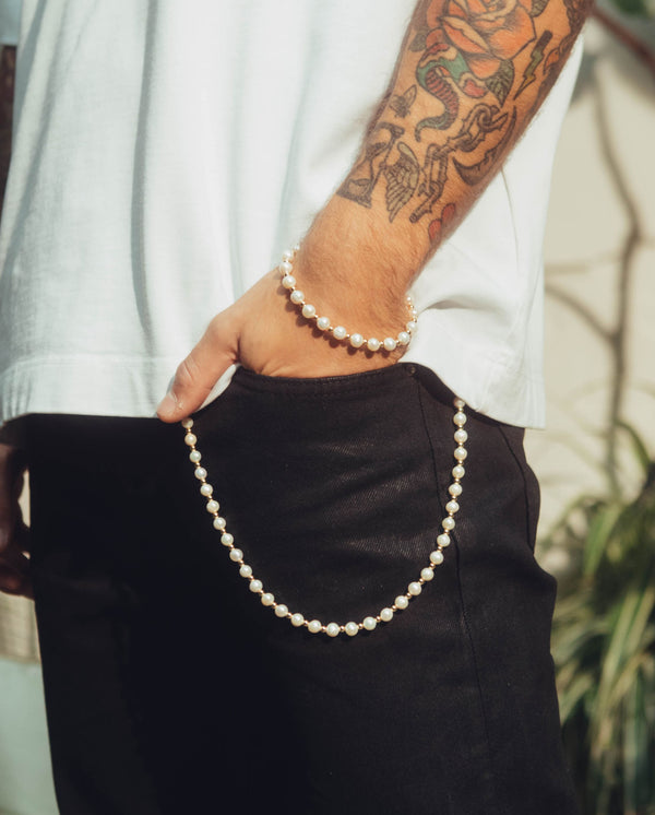 Round Pearl Trouser Chain - Gold