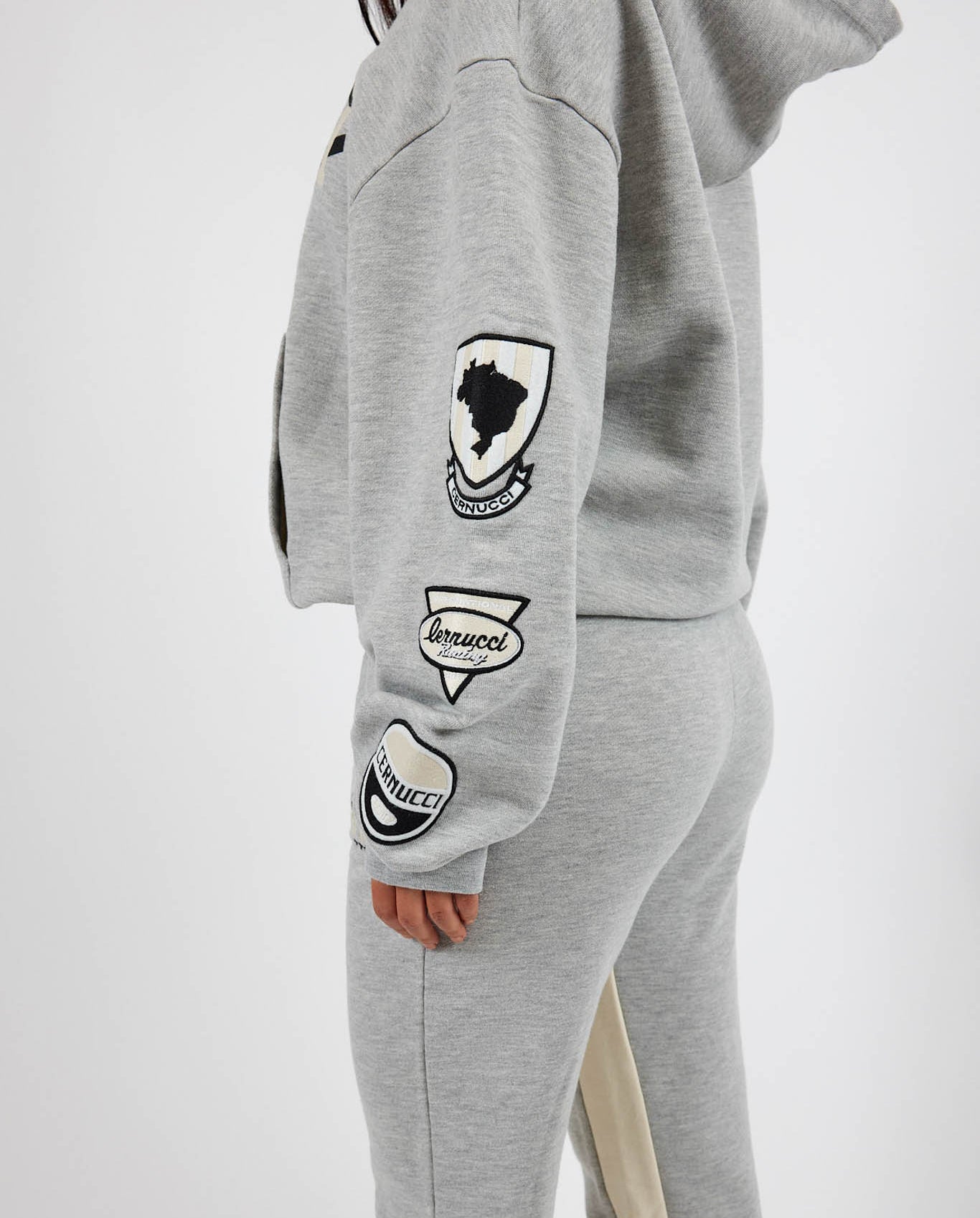 Cernucci Badge Logo Hoodie - Graumeliert