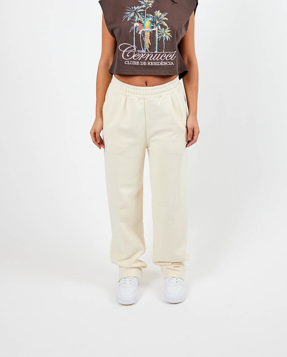 Cernucci Jogger mit geteiltem Saum – Ecru