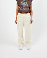 Cernucci Jogger mit geteiltem Saum – Ecru