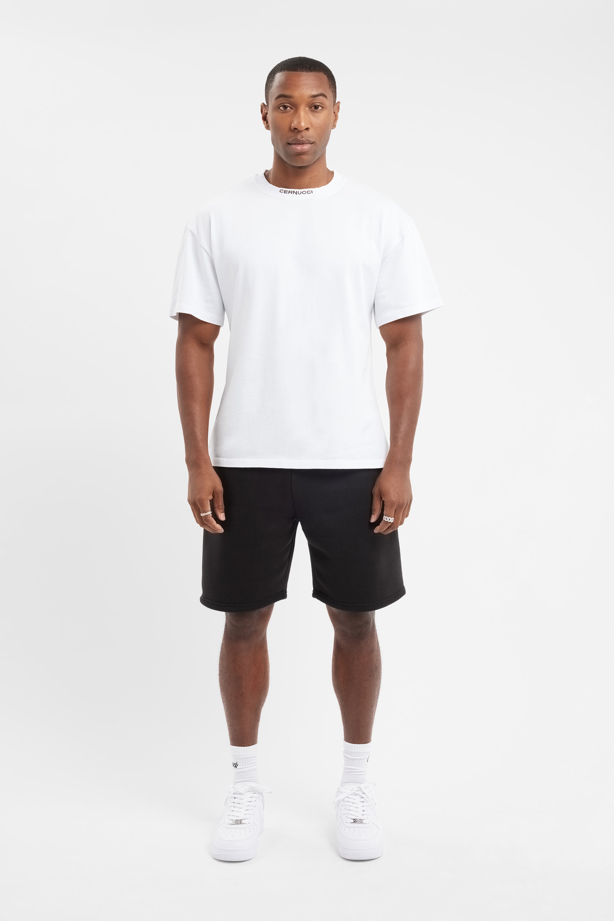 T-Shirt mit kastigem Cernucci-Ausschnitt - Weiß